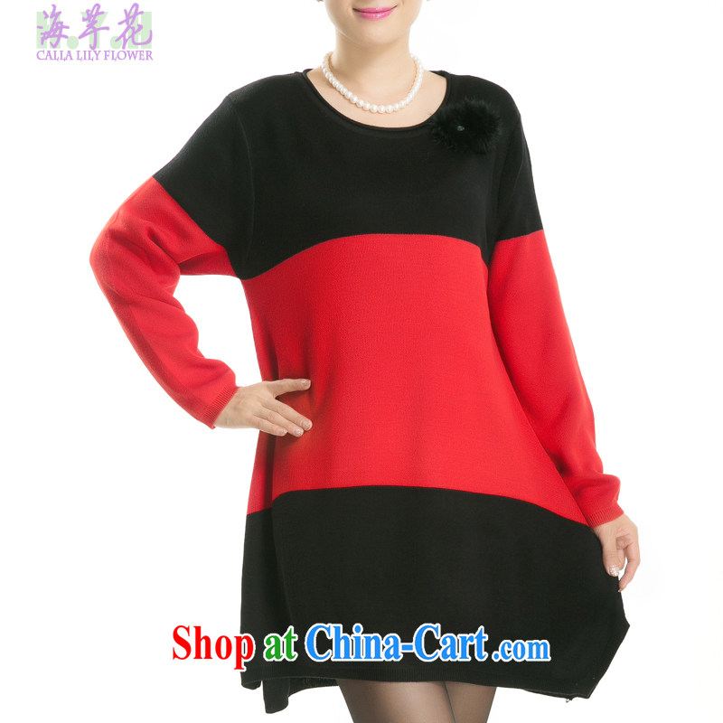 sea routes take new round-collar spell color the code sweaters, long, large, female, solid wear sweaters 6421 - G red are code