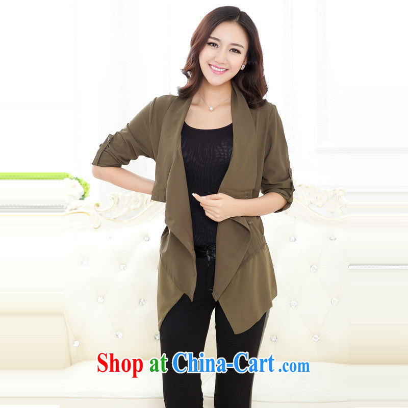 Zhang Lin , the fertilizer XL women mm thick load fall 2015 new European wind jacket, small jacket long-sleeved cardigan army green 5 XL recommendations 165 - 180 jack, Zhang Lin (ZHANGLINFEI), shopping on the Internet