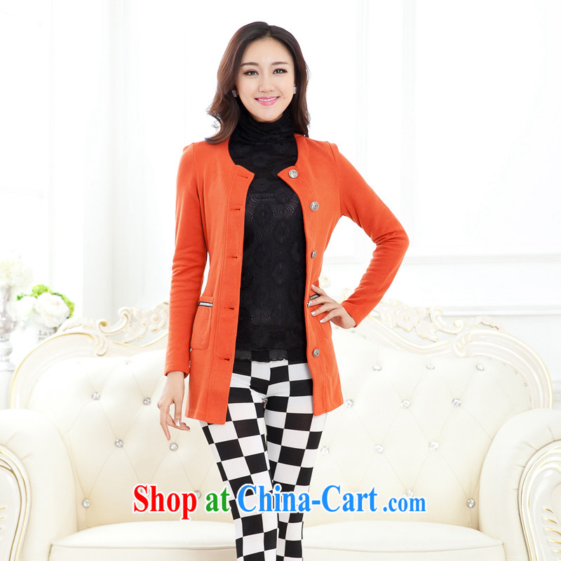 Zhang Lin , the fat XL thick mm 2015 new autumn loaded thick mm 200 Jack knitted T-shirt cardigan long graphics thin coat orange 4 XL recommendations 155 - 170 jack