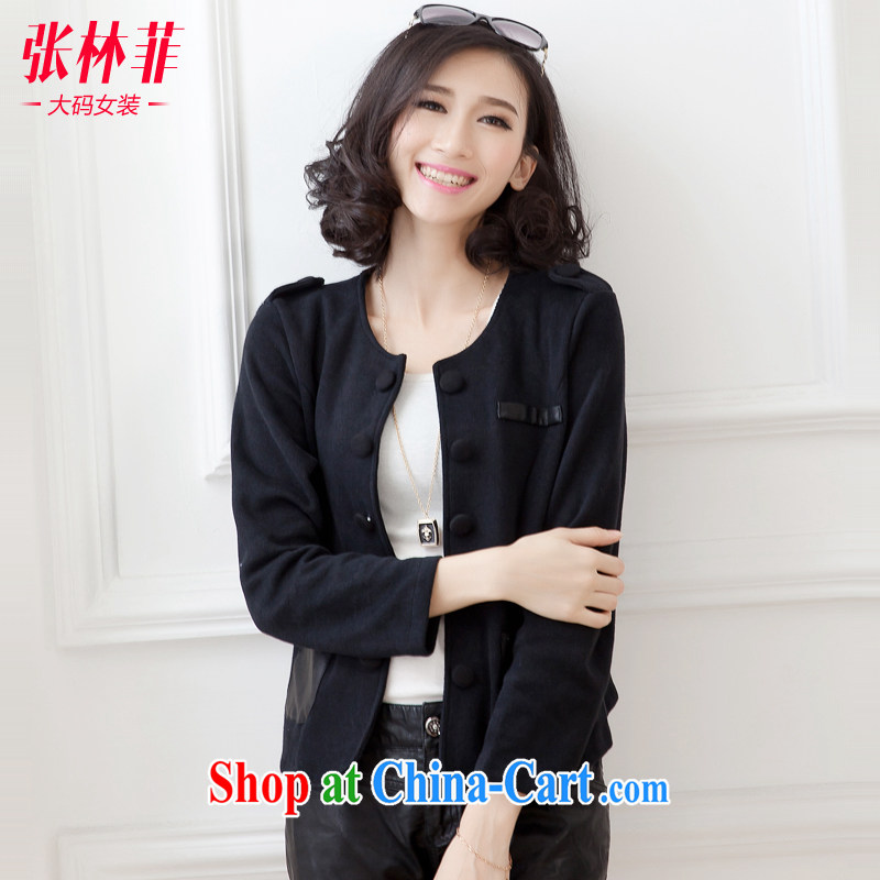 Zhang Lin , the fat XL women mm thick load fall 2015 new Korean video thin jacket thick sister cardigan small suit black 4 XL recommendations 180 - 200 jack, Zhang Lin (ZHANGLINFEI), online shopping