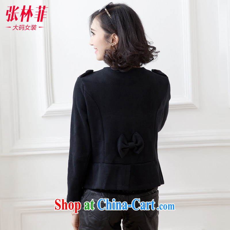 Zhang Lin , the fat XL women mm thick load fall 2015 new Korean video thin jacket thick sister cardigan small suit black 4 XL recommendations 180 - 200 jack, Zhang Lin (ZHANGLINFEI), online shopping