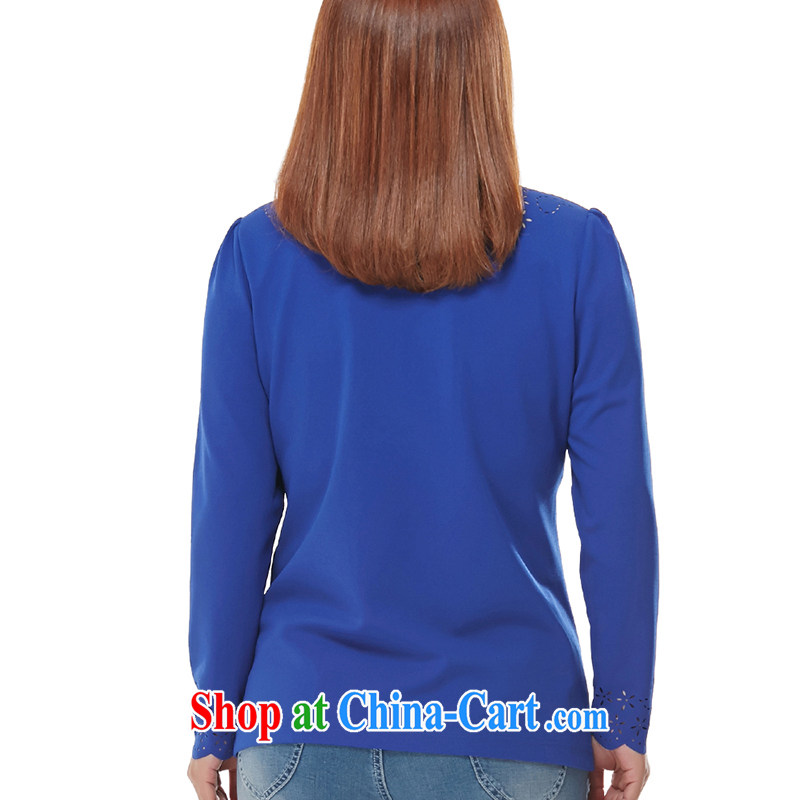 MsShe autumn 2014 the XL female Openwork round-collar long-sleeved T-shirt 7773 BMW blue XL, Susan Carroll, Ms Elsie Leung Chow (MSSHE), online shopping