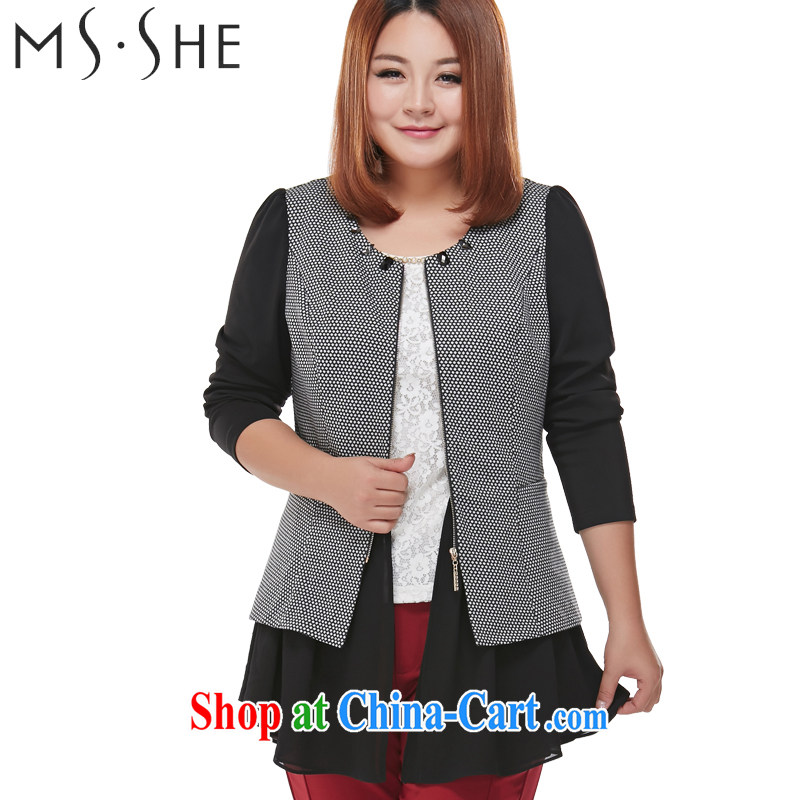 MsShe autumn 2014 the XL women mm thick plaid nails Pearl jacket 7765 black 3 XL, Susan Carroll, Ms Elsie Leung Chow (MSSHE), shopping on the Internet
