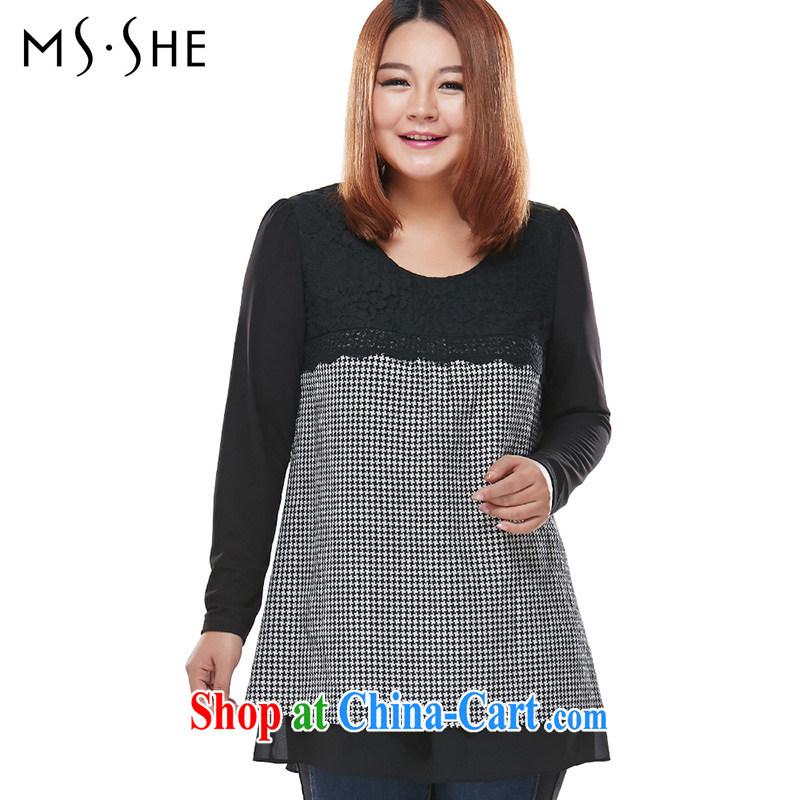 MSSHE XL girls 2014 new autumn the classic 1000 birds, black-and-white Plane Collision color long-sleeved beauty graphics thin 7647 black 3 XL, Susan Carroll, Ms Elsie Leung Chow (MSSHE), shopping on the Internet