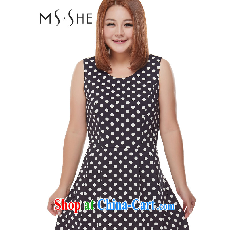 MSSHE XL ladies' 2014 new autumn and replace with black-and-white wave point dot sleeveless vest skirt shaggy skirts 7470. Point 3 XL