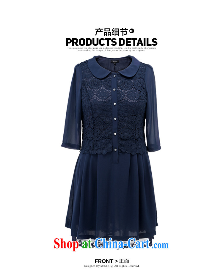 MSSHE XL girls summer dresses, elegant sweet lace stitching snow woven 7 cuff dress 6406 blue 3 XL pictures, price, brand platters! Elections are good character, the national distribution, so why buy now enjoy more preferential! Health