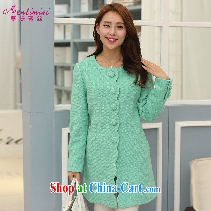 Mephidross economy honey, and indeed increase, women mm thick 2014 autumn and winter new small Hong Kong wind hair? The coat girl, long jacket, 5042 large green code 5 XL