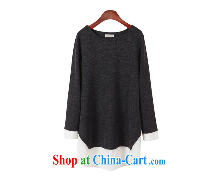 Mau If coral 2015 spring and summer new Korean version thick mm larger loose video thin fake two-piece long-sleeved shirt T women 6102 dark gray XXXXL pictures, price, brand platters! Elections are good character, the national distribution, so why buy now enjoy more preferential! Health