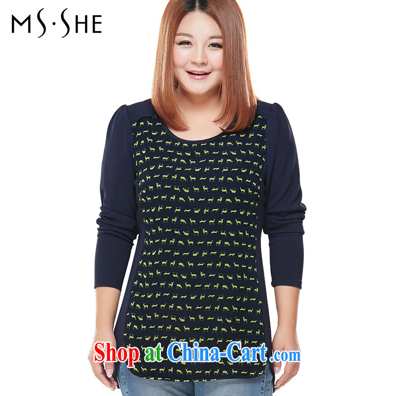 The MsShe indeed increase, women 2015 spring new thick mm long-sleeved T-shirt T shirt solid T-shirt pre-sale 5762 Tibetan blue deer - pre-sale on 20 June to the 3 XL, Susan Carroll, Ms Elsie Leung Chow (MSSHE), shopping on the Internet