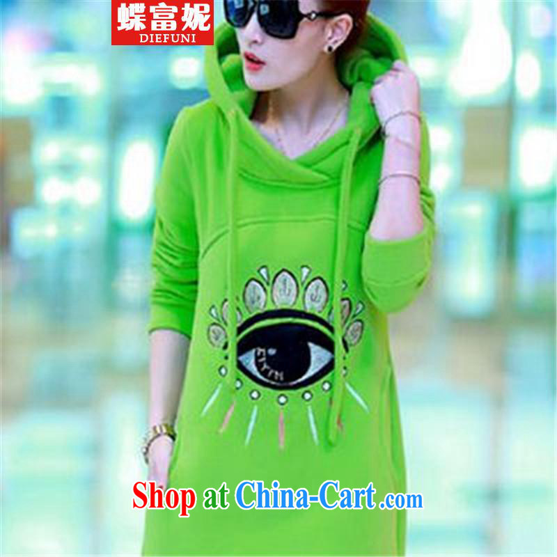 The rich and butterflies Connie 2015 leisure relaxed, long, large, thick and lint-free cloth jacket female female sweater long GB green XXL, butterflies and Connie (DIEFUNI), and, on-line shopping