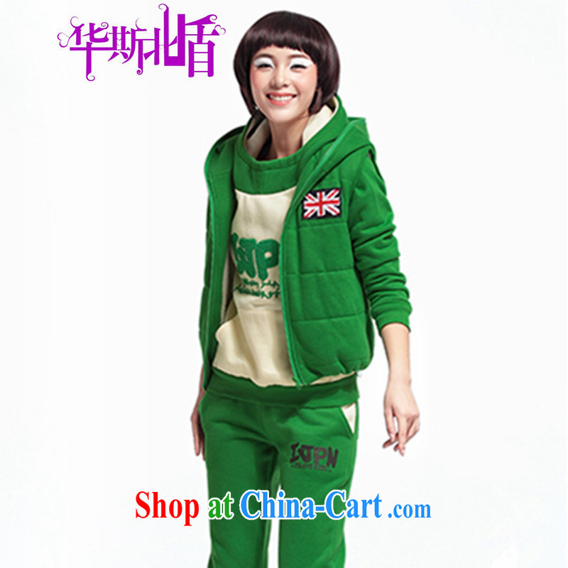 2014 New Head sweater 3-Piece thicken the lint-free cloth sweater Girls fall and winter jackets Casual Trousers sportswear green XXL and North shields, shopping on the Internet
