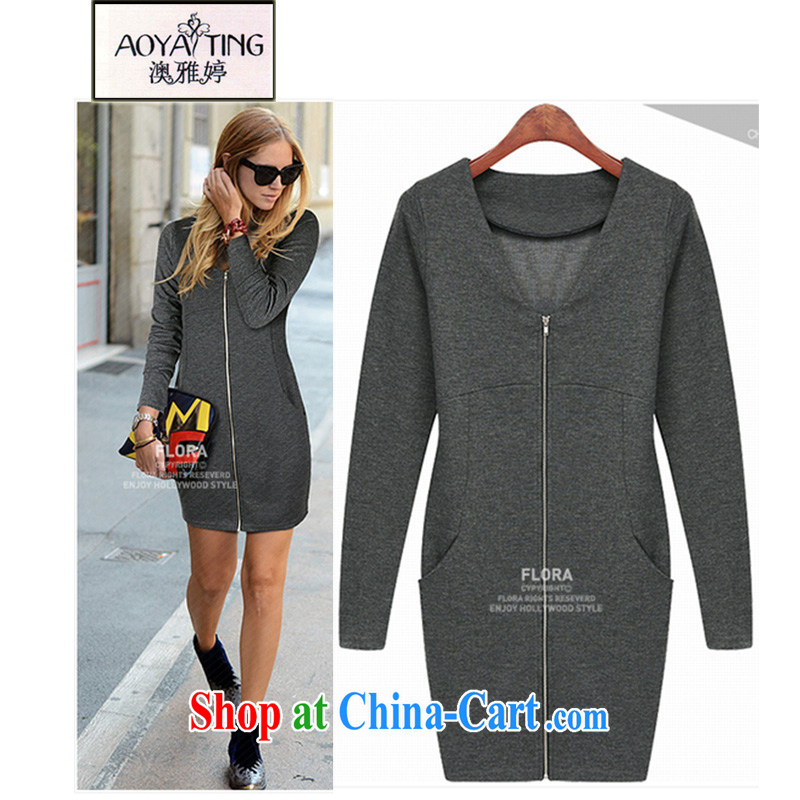 o Ya-ting in Europe and the Code women mm thick winter new zipper cardigan thick sister graphics thin long-sleeved-yi skirt V receipts waist solid knitting cardigan black XXXXXL, O Ya-ting (aoyating), shopping on the Internet