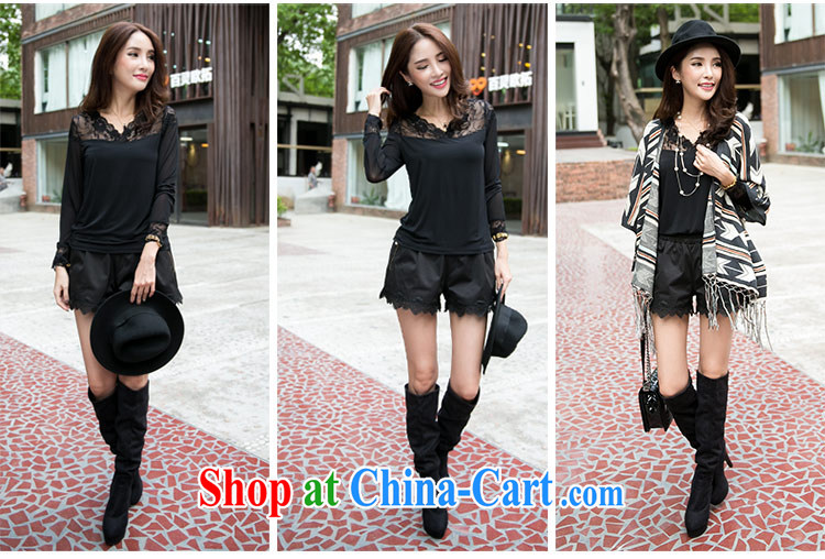 The honey beauty mm thick larger female autumn and the new commuter black silk ballet yarn long-sleeved V collar solid shirt T shirts women 9045 black XL pictures, price, brand platters! Elections are good character, the national distribution, so why buy now enjoy more preferential! Health