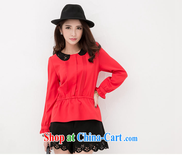 The honey and diverse expertise MM autumn and replace the code female Korean style lace stitching for a waist long-sleeved snow woven shirts shirt women 8750 red XXXXL pictures, price, brand platters! Elections are good character, the national distribution, so why buy now enjoy more preferential! Health