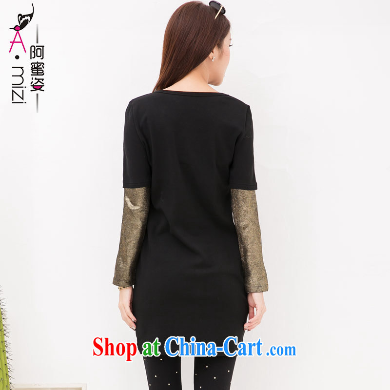 The honey autumn beauty with new thick mm maximum Code women leave in Europe and two in cultivating the collar thick long-sleeved dresses women 9046 black XXXXL, the honey, and the Code women, shopping on the Internet