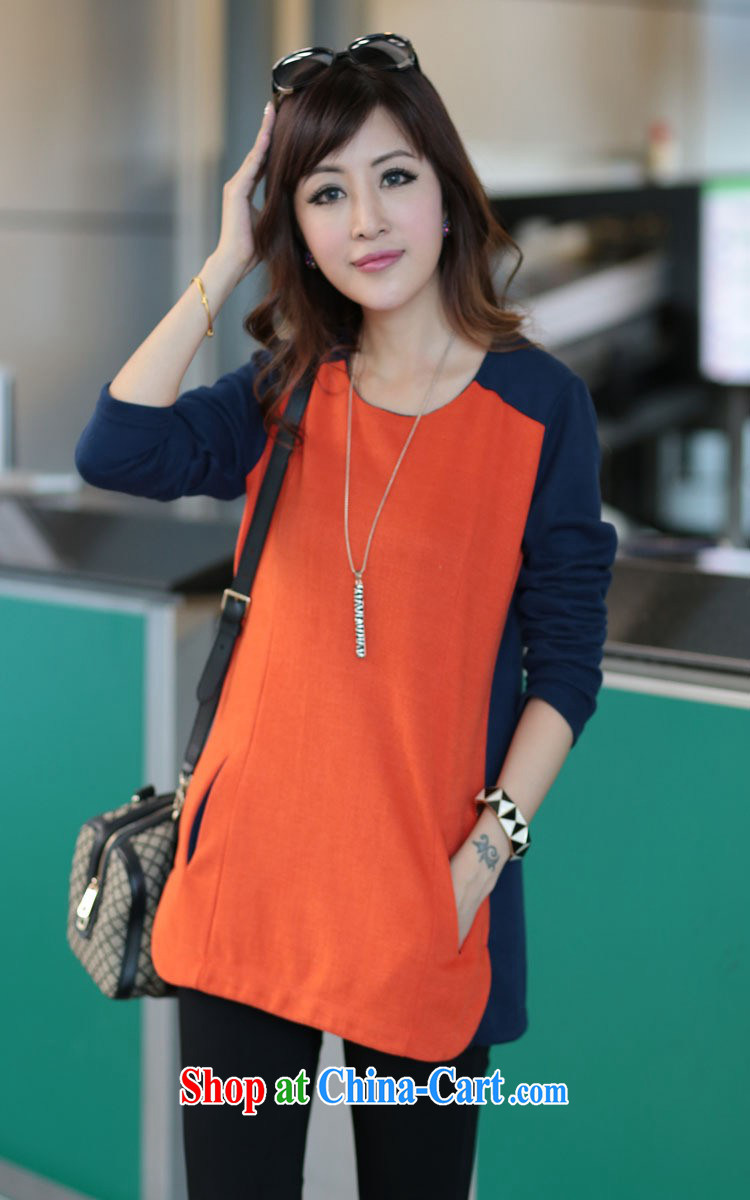 New York, New Korean female large, long Graphics thin shirt solid shirt loose long-sleeved shirt T female 13,733 orange spell blue XXXXL pictures, price, brand platters! Elections are good character, the national distribution, so why buy now enjoy more preferential! Health