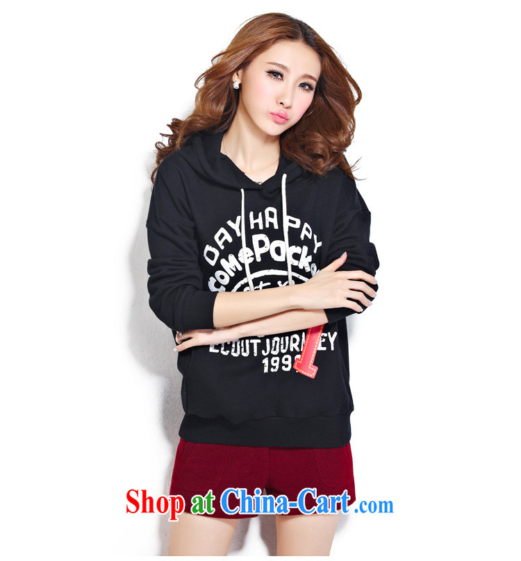 cheer for the code female thick MM fall and winter new letter stamp thick sister graphics thin long hoody sweater number 2272 black 5 XL pictures, price, brand platters! Elections are good character, the national distribution, so why buy now enjoy more preferential! Health