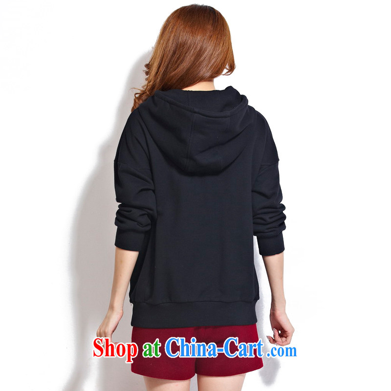 cheer for the code women with thick MM autumn and winter new letter stamp thick sister graphics thin long hoody sweater number 2272 black 5 XL, cheer for (qisuo), online shopping