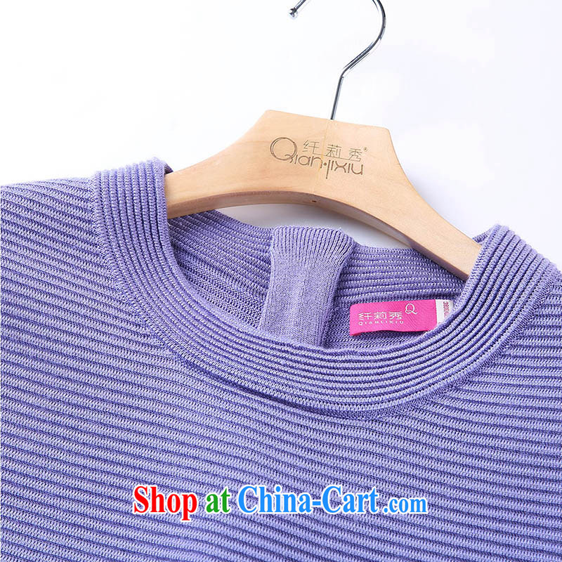 Slim Li-su 2014 autumn and winter new liberal minimalist round-collar long-sleeved woolen knitted shirts Q 5918 purple 3XL, slim Li-su, and shopping on the Internet