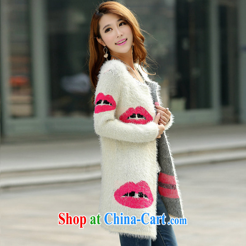 Arthur's magic Yi 2015 spring new, larger female Korean lips to spend long, seahorses gross knitting garments larger graphics thin knitted shirts female white red lips are code, Arthur magic clothing, shopping on the Internet