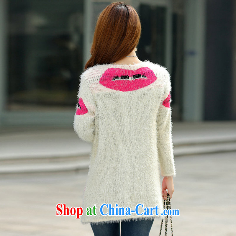 Arthur's magic Yi 2015 spring new, larger female Korean lips to spend long, seahorses gross knitting garments larger graphics thin knitted shirts female white red lips are code, Arthur magic clothing, shopping on the Internet
