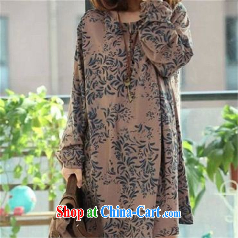 O'Neill thanks for 2015 Korean version cotton the female loose the code arts van stamp duty long-sleeved dresses card its larger XXL