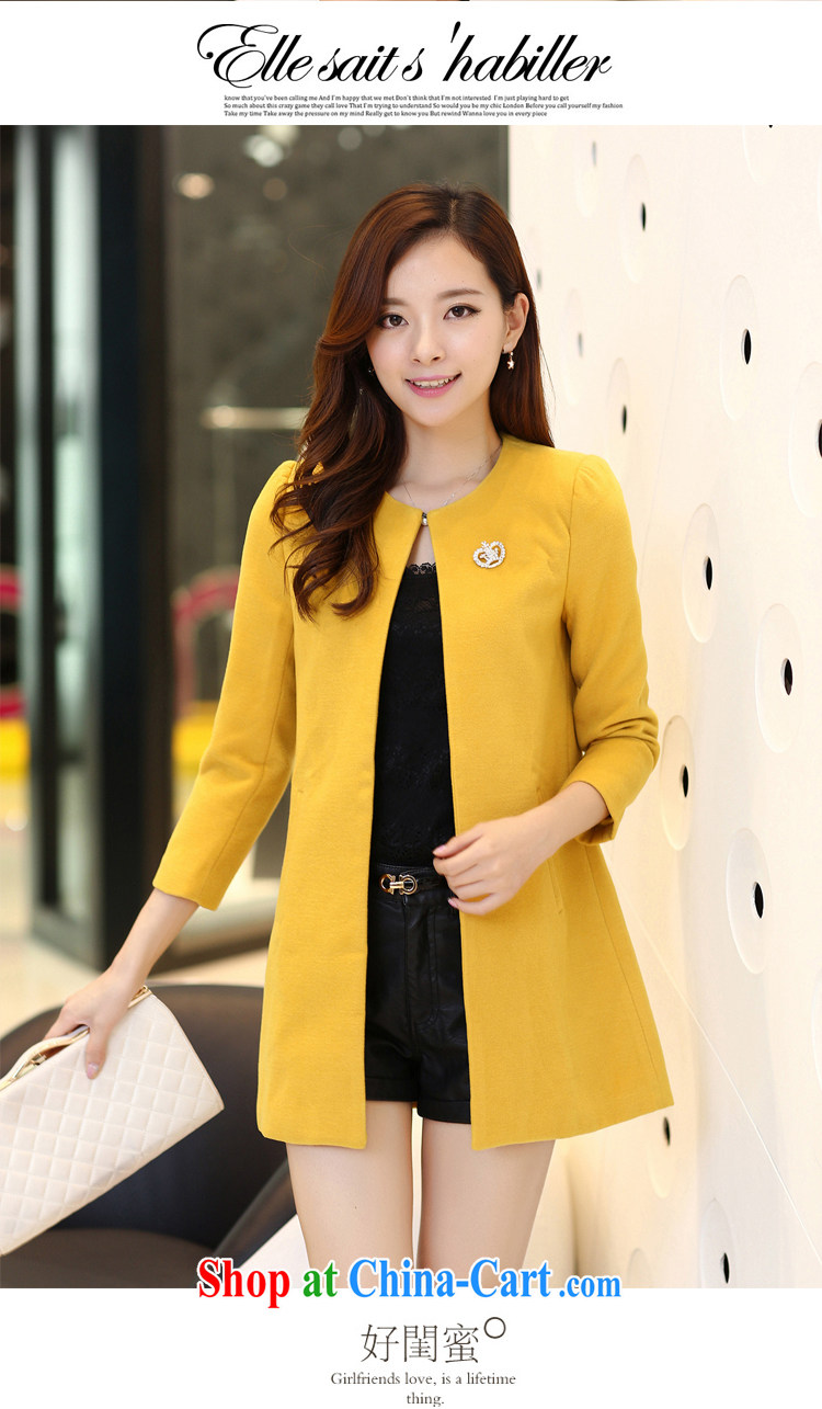 Blue Fox Spring and Autumn and the New Korean version of the greater code lady aura beauty graphics thin round-collar 9 cuffs, long, plain-colored hair is wind jacket coat female yellow XXL pictures, price, brand platters! Elections are good character, the national distribution, so why buy now enjoy more preferential! Health