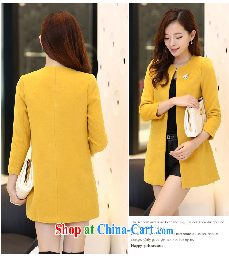 Blue Fox Spring and Autumn and the New Korean version of the greater code lady aura beauty graphics thin round-collar 9 cuffs, long, plain-colored hair is wind jacket coat female yellow XXL pictures, price, brand platters! Elections are good character, the national distribution, so why buy now enjoy more preferential! Health