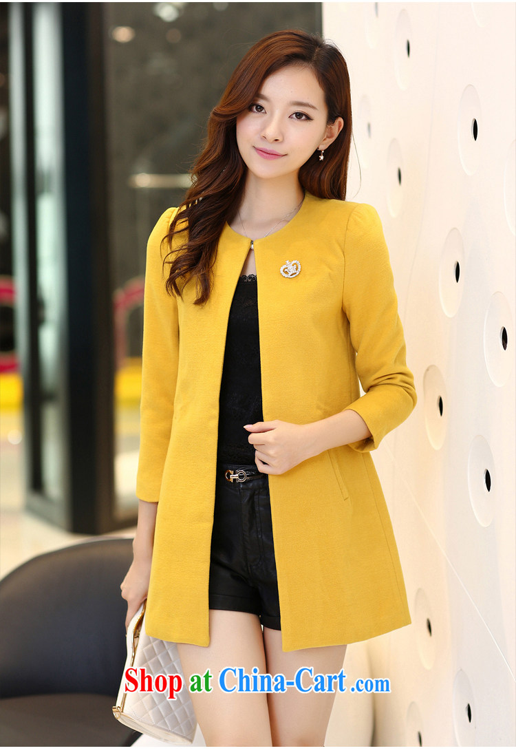 Blue Fox Spring and Autumn and the New Korean version of the greater code lady aura beauty graphics thin round-collar 9 cuffs, long, plain-colored hair is wind jacket coat female yellow XXL pictures, price, brand platters! Elections are good character, the national distribution, so why buy now enjoy more preferential! Health