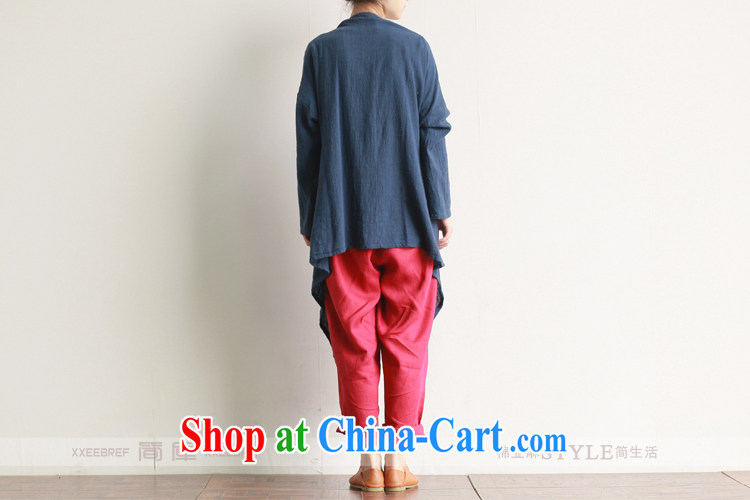 In short rhino pure cotton cardigan 2015 spring new literary and artistic female loose cotton skirts swing long-sleeved, long cardigan dark blue are code pictures, price, brand platters! Elections are good character, the national distribution, so why buy now enjoy more preferential! Health
