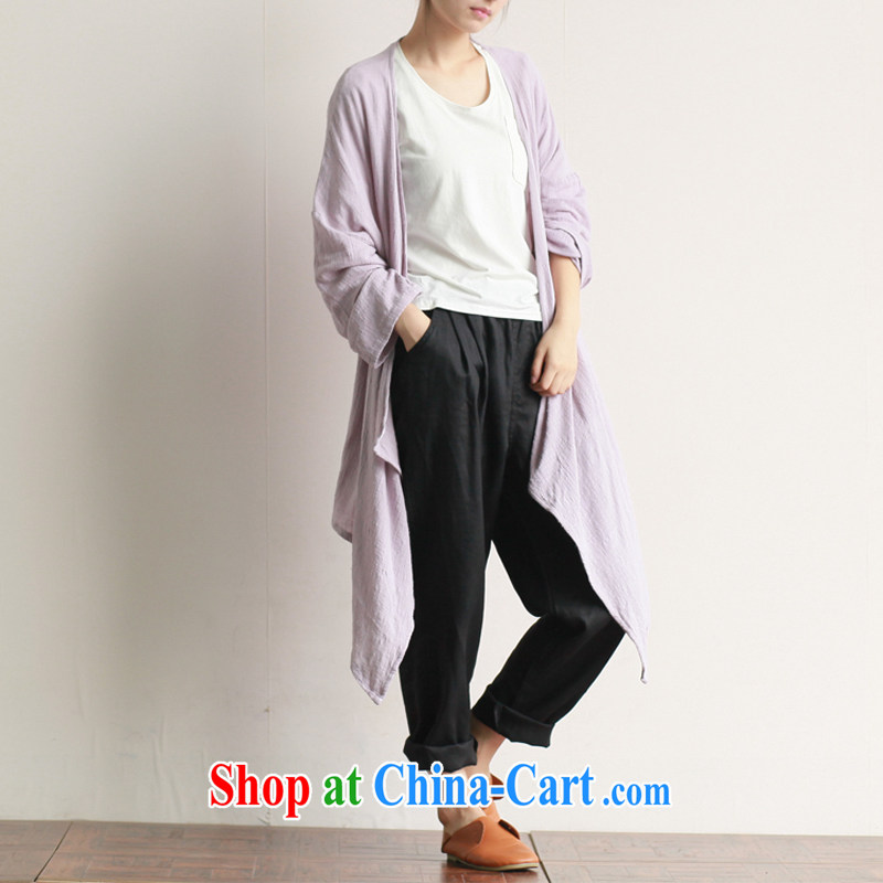 In short rhino pure cotton cardigan 2015 spring new literary and artistic female loose cotton skirts swing long-sleeved, long-T-shirt dark blue, code, in short rhino horn (XXEEBREF), shopping on the Internet
