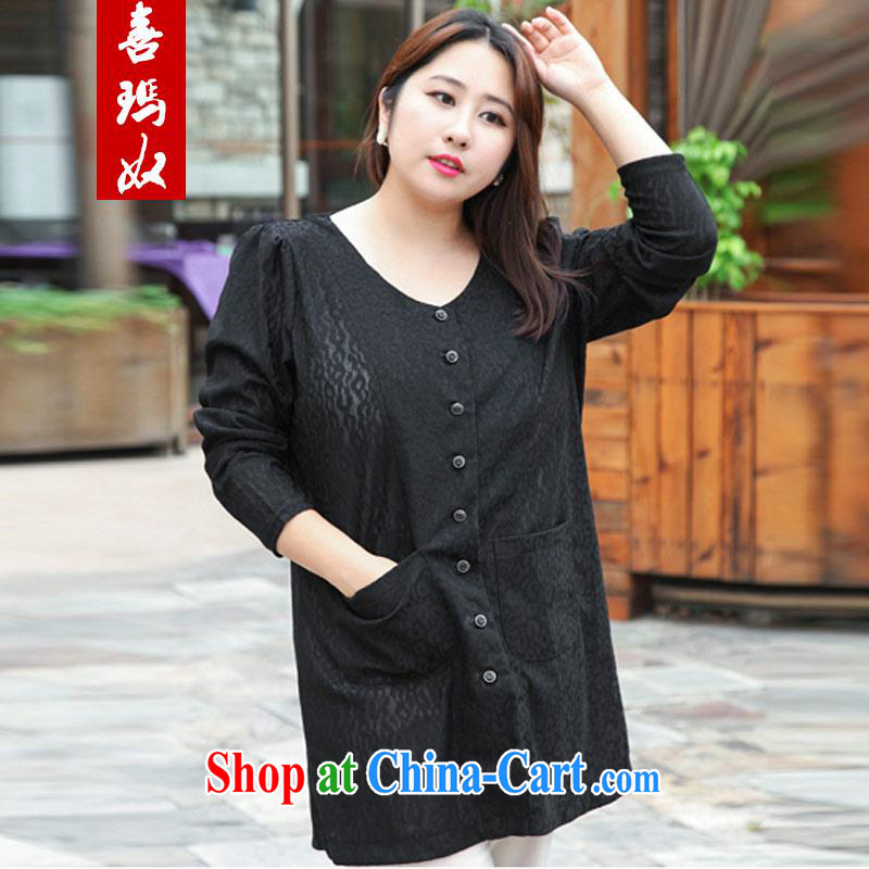 Hi Princess slave Korean large code female composite lace long jacket, and has been the long-sleeved T-shirt in short about 100 ground T-shirt A 8399 Black Large Number 2 XL 175 Jack the following