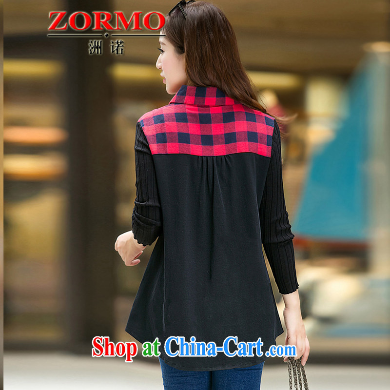 ZORMO Korean female autumn and winter, mm thick and fat XL tartan shirt, long, solid casual attire red 5 XL 175 - 195 jack, ZORMO, shopping on the Internet