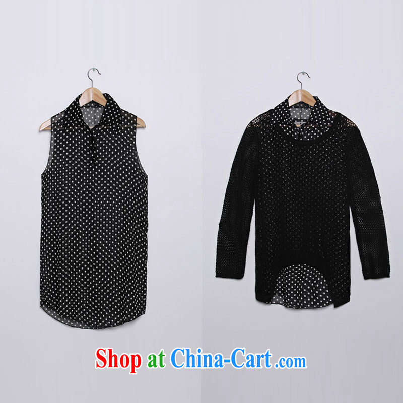 Hi Margaret slavery won the version code female decoration, graphics thin really two-piece T-shirt Openwork knit sweater snow woven shirts W 8909 Black Large Number 3 XL 190 jack, Hi Maria slavery, online shopping