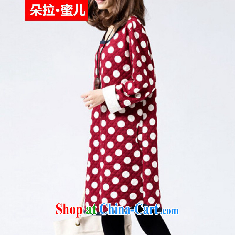 Dora, honey Child Care 2015 spring loaded new Korean version the code dot long-sleeved round-collar solid dress 10603487 red XXL, Dora, honey child, shopping on the Internet