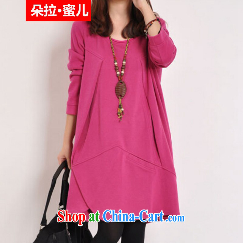 Dora, honey Child Care 2015 autumn and winter new relaxed thick mm video thin large pocket Korean version thick irregular long-sleeved dress of 10603558 red XXL, Dora, honey, and shopping on the Internet