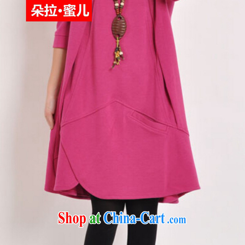 Dora, honey Child Care 2015 autumn and winter new relaxed thick mm video thin large pocket Korean version thick irregular long-sleeved dress of 10603558 red XXL, Dora, honey, and shopping on the Internet