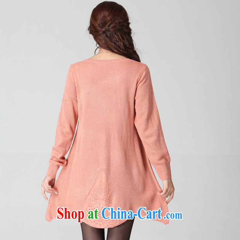 The estimated increase, female 2014 autumn and winter version Korea ladies casual XL thick sister loose video thin 100 in a long, long-sleeved knitted T-shirt solid T-shirt package mail pink large code is code, the LAN, and shopping on the Internet