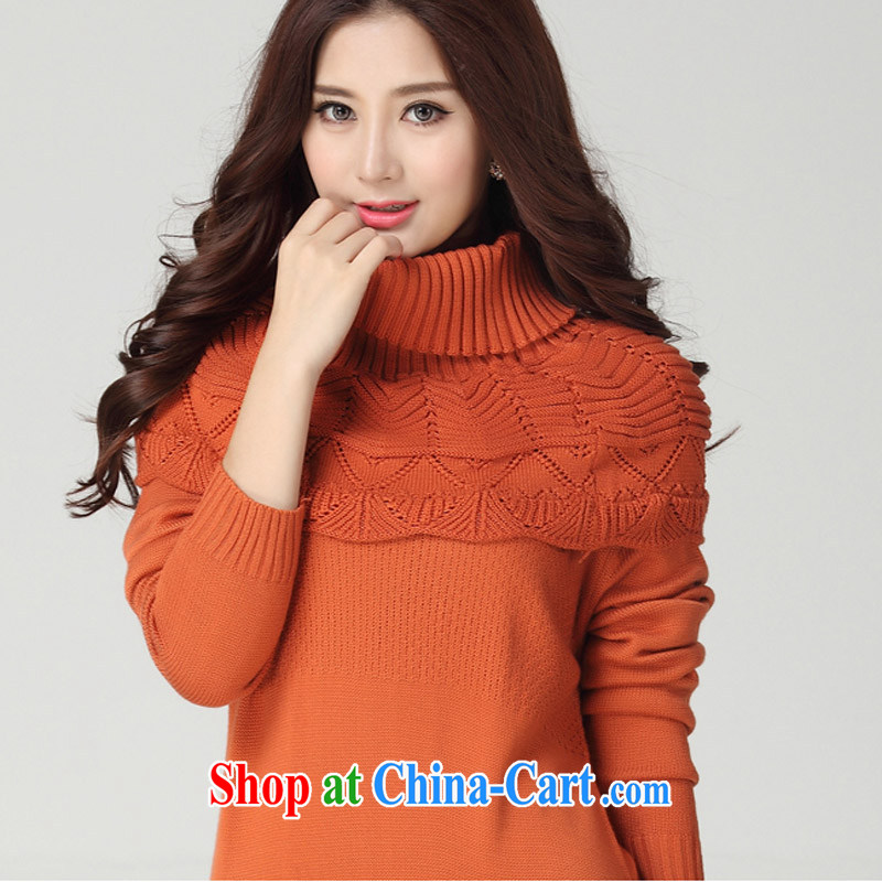 The LAN-XL thick sister women's clothing 2014 autumn and winter girls and stylish and thick mm scarf knit sweater long-sleeved dresses hair rust red code are code chest of 100-118, the LAN, and shopping on the Internet