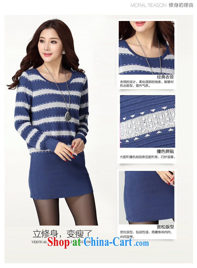 The Taliban, thick mm XL women 2015 spring loaded new Korean version round-collar cultivating solid long-sleeved sweater knitting clothing striped Sweater Knit-female blue and white, the codes are codes of chest 100 - 118 pictures, price, brand platters! Elections are good character, the national distribution, so why buy now enjoy more preferential! Health