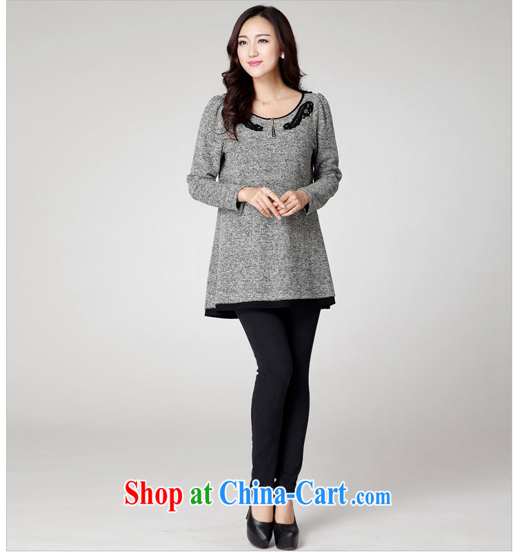 Goss (GOSY) Autumn 2014 the new, larger female fat people dress Openwork lace stitching long-sleeved dresses gray XXXXL pictures, price, brand platters! Elections are good character, the national distribution, so why buy now enjoy more preferential! Health