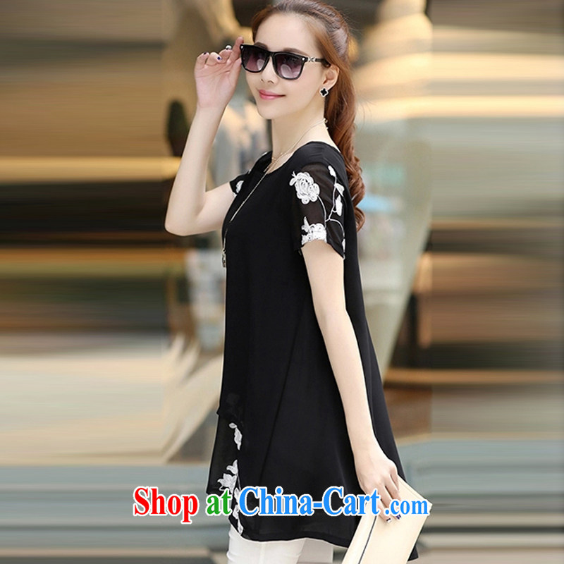 Yoga, Sin 2015 summer new women short-sleeved thick MM large, snow-woven shirts X 1146 #black XXL, gamma, Sin (JiaQ), online shopping