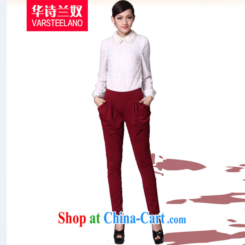 Chinese poetry, slavery 2014 autumn and winter, the larger female castor pants Stretch video thin Harlan pants female S 312 wine red XXXL, poems, slave (VARSTEELANO), online shopping
