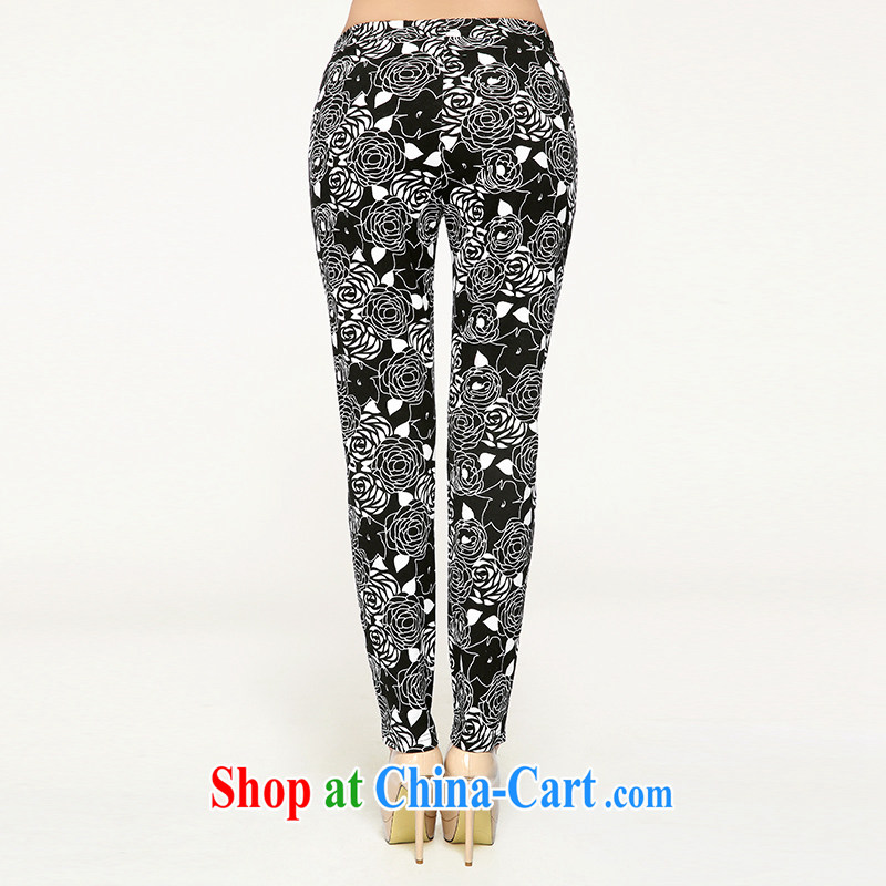 The MAK King, women autumn 2014 the new thick mm stylish casual floral beauty long pants 43,357 black-and-white take 3 XL, former Yugoslavia, Mak, and shopping on the Internet