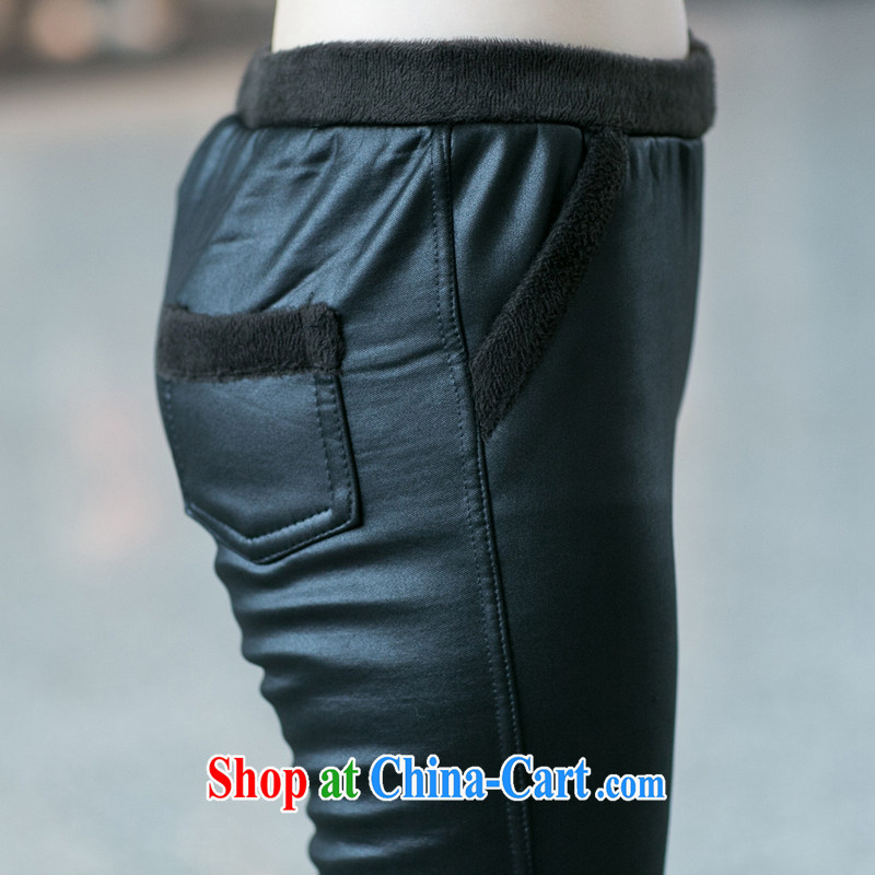 Staff of the Code's 2014 fall and winter new the lint-free cloth thick stylish leather pants 9012 black 2 XL (the lint-free cloth, quality director (Smeilovly), and, on-line shopping