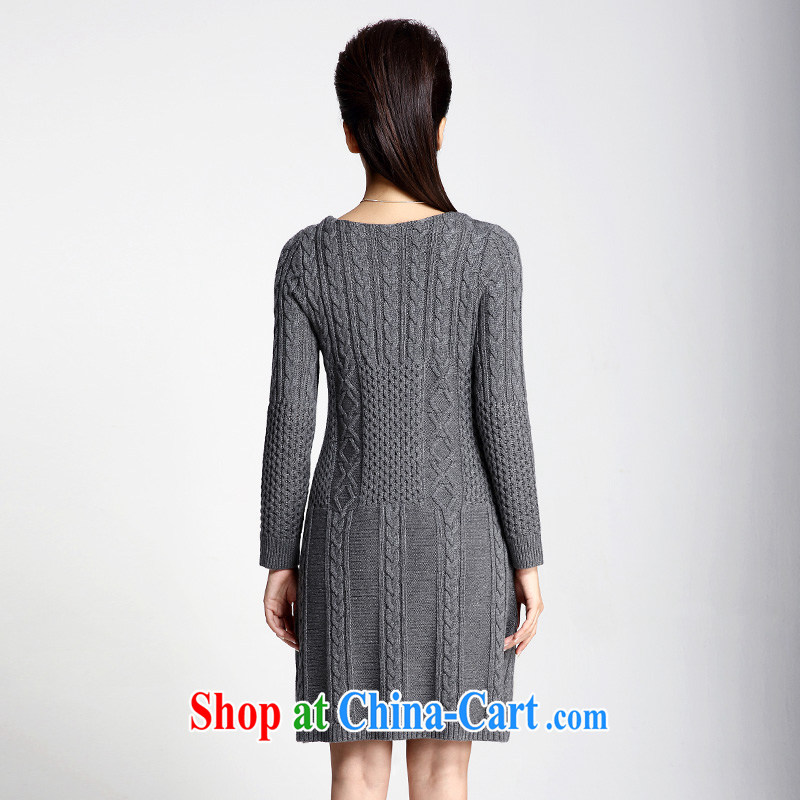 The Mak is the female 2014 winter clothing new thick mm stylish graphics thin long-sleeved sweater-dresses S 14,006 gray 3 XL, former Yugoslavia, Mak, and shopping on the Internet