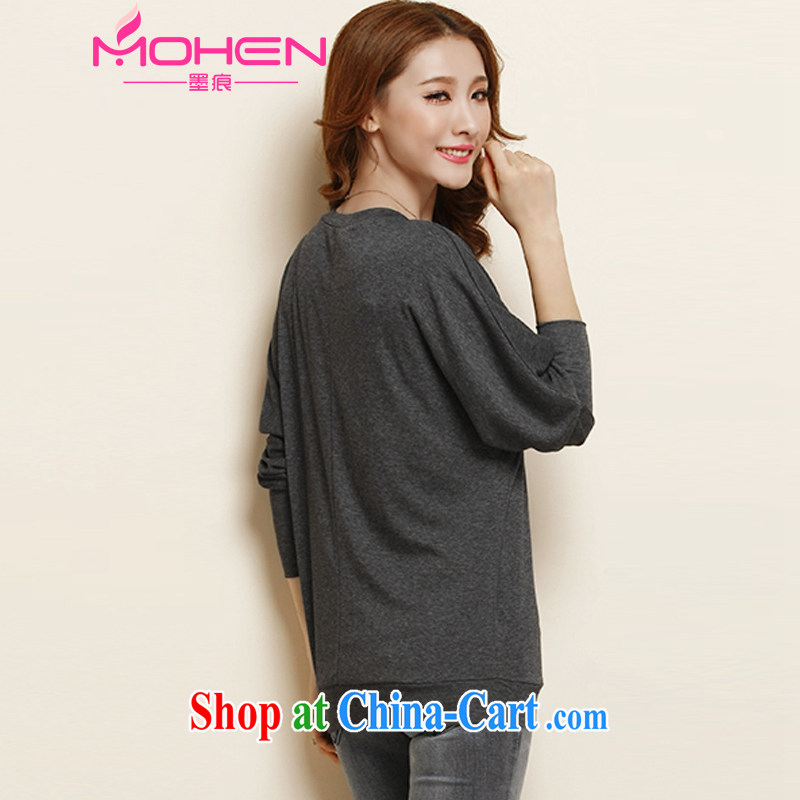 The ink marks spring 2015 new Korean trendy, female long-sleeved shirt T loose video thin round-collar bat sleeves shirt T T-shirt casual shirts solid dark gray 4 XL (suitable for 170 - 190 jack), and the ink marks, and shopping on the Internet