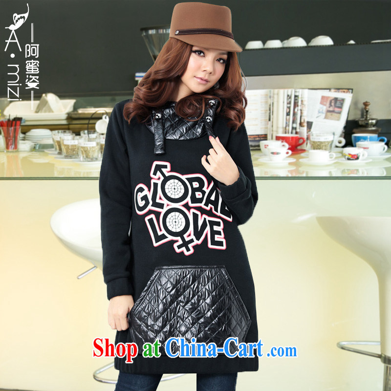 The honey and diverse thick mm maximum code female Korean winter clothing thick warm letters loose long leisure sweater woolen sweater women 2151 black large numbers are code recommendations 110 140 jack, honey, and, shopping on the Internet