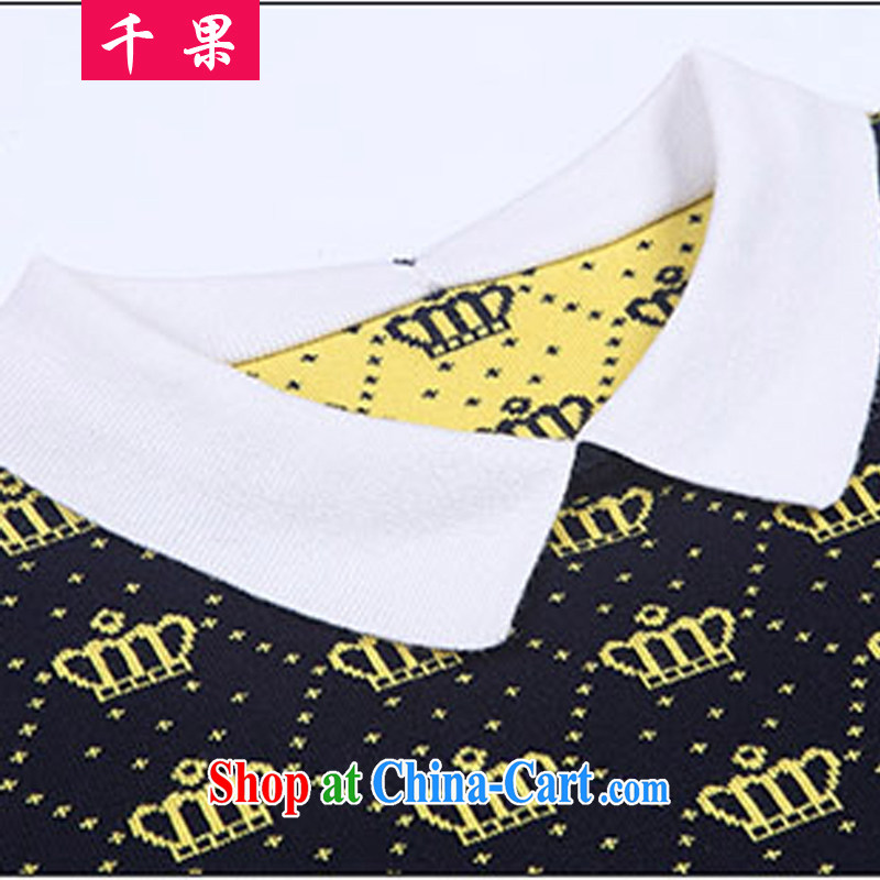 1000 fruit spring 2015 the fertilizer XL women mm thick Korean head hair knitted T-shirt, long, graphics thin loose sweater large, loose solid long-sleeved blue yellow Crown XXXL/165 - 190 jack, 1000 fruit (QIANGUO), online shopping