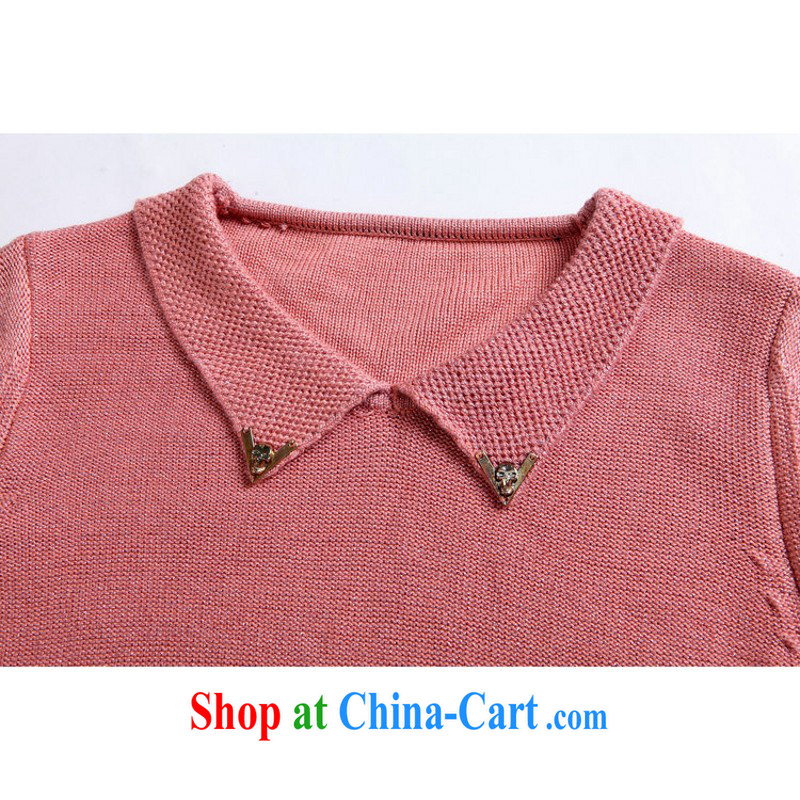 Yet, the clothing and the obesity mm knitted sweater dress Korean small lapel sweater long-sleeved sweater Solid Solid Color the code graphics thin stretch sweater sweater pink are code 130 - 180 jack, land is still the garment, shopping on the Internet